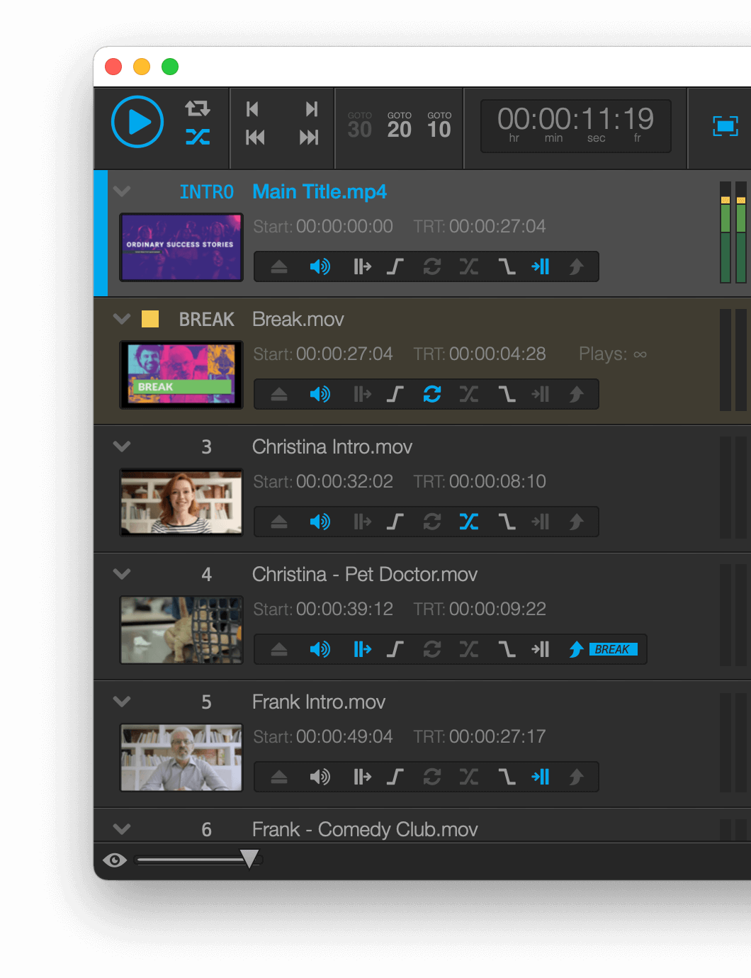 Mitti - Various Cue playback options