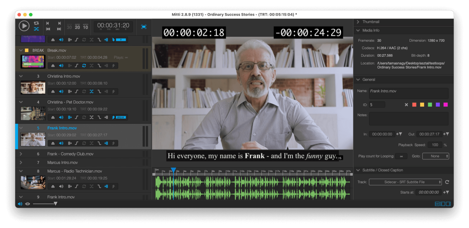 Mitti, a smart and easy to use video cue playback software