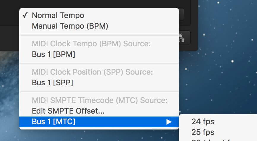 MIDI Clock, SPP and MTC source