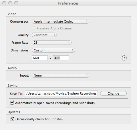 Syphon Recorder's Preferences