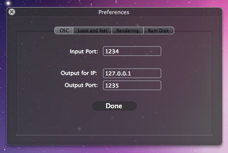 CoGe's OSC preferences